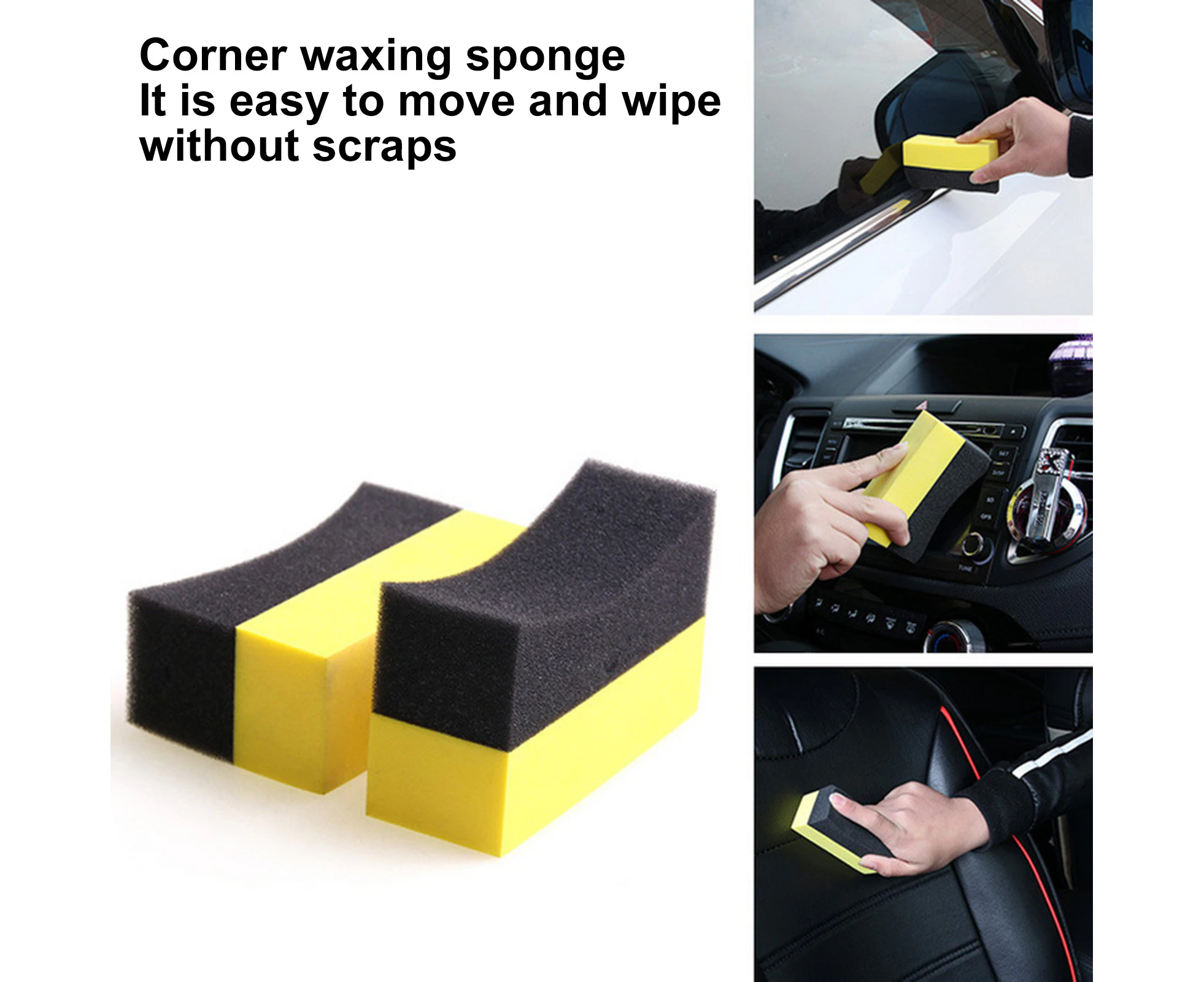 2Pcs Washing Sponge U-Shaped Multifunctional Portable Tyre Cleaning Block Dressing Waxing Brush for Car