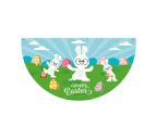 Fan-shaped Flag Cartoon Rabbit Polyester Cute Easter Egg Delicate Semicircle Banner for Garden-6