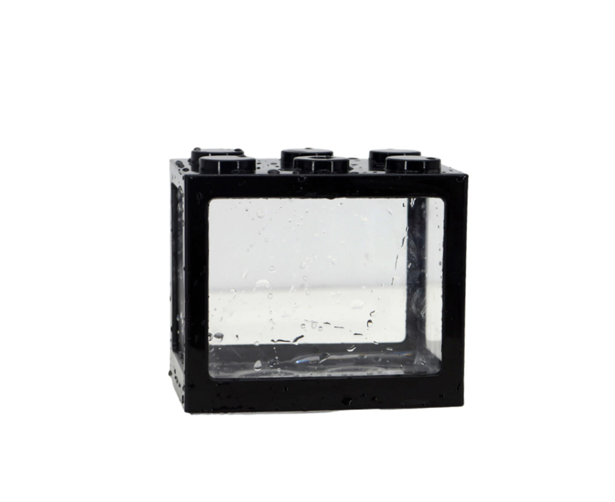 Small Fish Tank Creative Superposition Wide Application Plastic Building Block Fish Tank for Decoration-Black