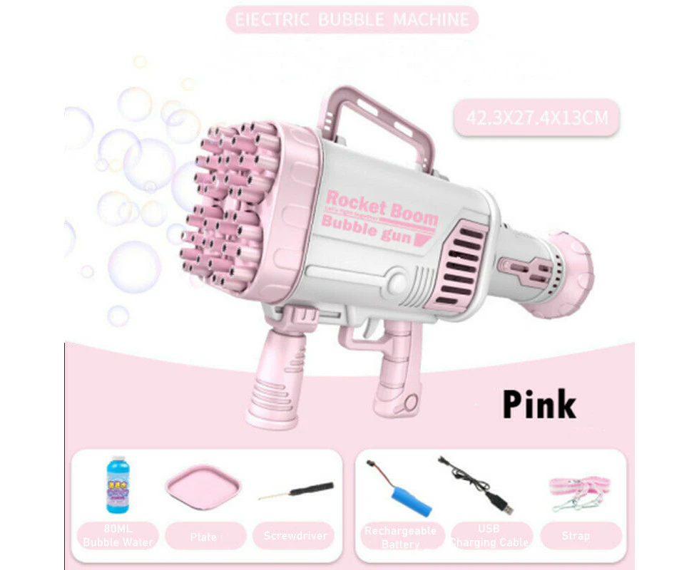 Pink Automatic Bazooka Jumbo Bubble Gun