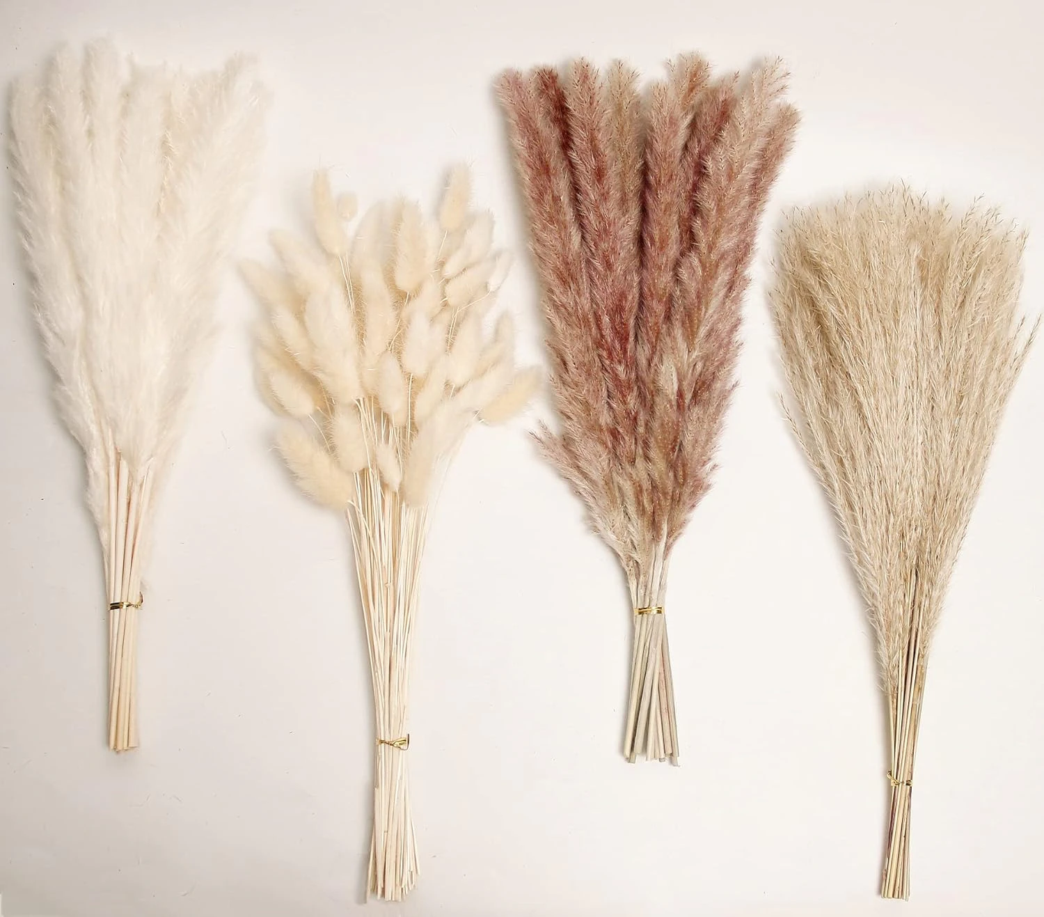 Dried Pampas Grass Decor,100 Pcs Pampas Grass Contains Bunny Tails Dried Flowers,Reed Grass Bouquet For Wedding Boho Flowers Home Table Decor,Rustic Farmho