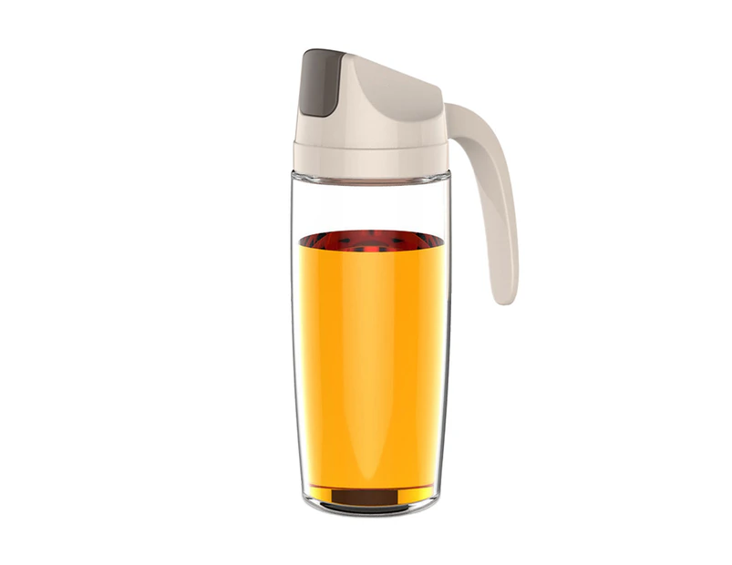 Leakproof Glass Oil Bottle Can Automatic Opening Seasoning Dispenser with Handle-Apricot - Apricot