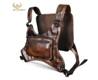 Oil Wax Leather Vintage Wine Streetwear Men Hip-Hop Chest Bag Two Straps Chest Rig Bag Fashion Rectangle Chest Utility Pack 291 - Chocolate