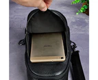 Men Real Leather Casual Waist Pack Chest Bag Sling Bag One Shoulder Bag Crossbody Bag Daypack For Male 8011 - Black