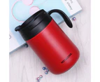 500ML Insulated Bottle Ergonomics Handle Leak-proof Stainless Steel High Capacity Water Cup for Outdoor Red