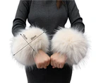 1 Pair Women Cuffs Solid Color Faux Fur Autumn Winter Windproof Fluffy Wristbands for Daily Wear Style6