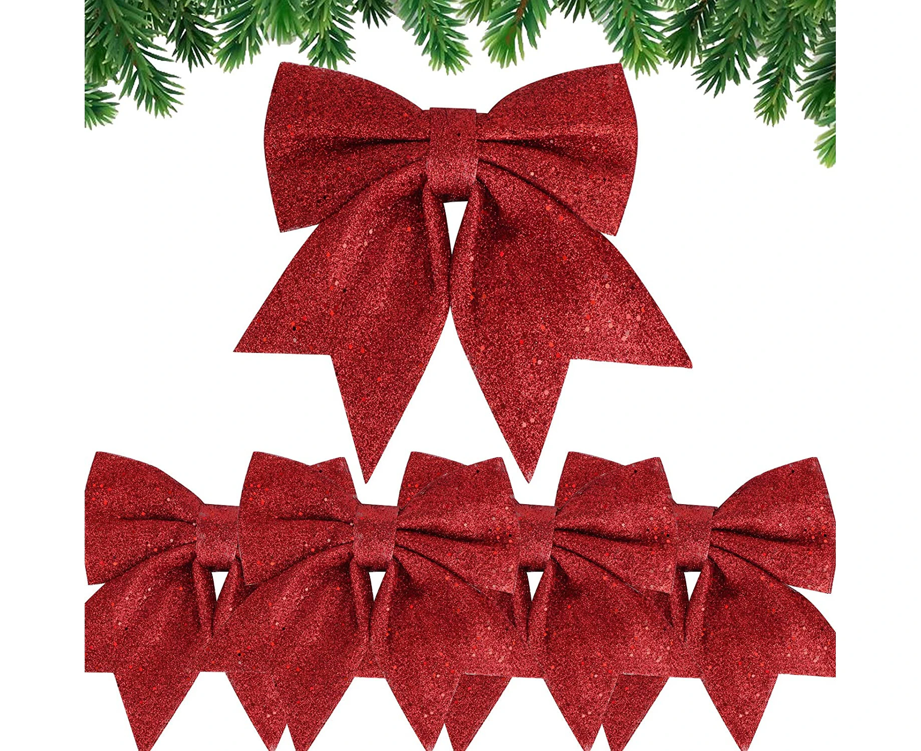 5PCS Christmas Ribbon Bow 24cm Large Size Christmas Bows Ribbon Bow Ties Ornaments Christmas Decoration for Christmas Trees Gift Wrapping Christmas Tree Ga