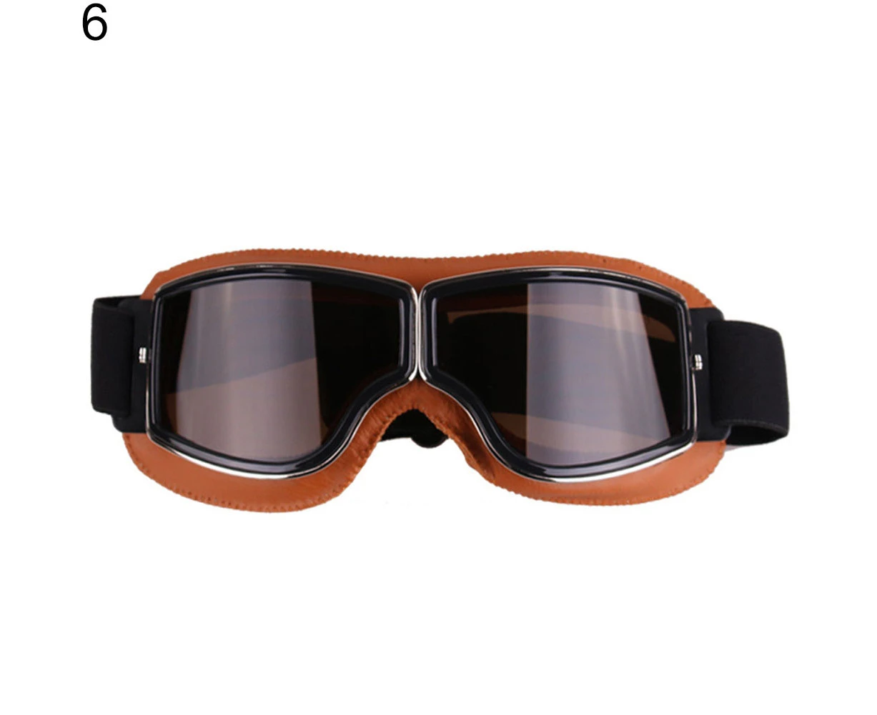 Universal Outdoor Windproof Vintage Motorcycle Goggles Motorbike Helmet Glasses-6# ABS + PC + Sponge + Faux Leather