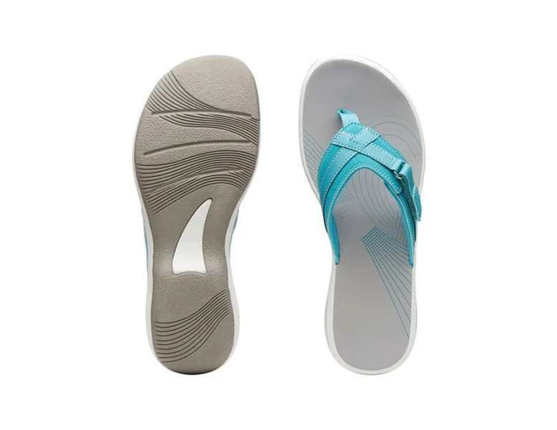 1 Pair Flip Flop Slippers Soft Sole Non-slip Ladies Good Touch Open Toe Slippers Footwear - Blue