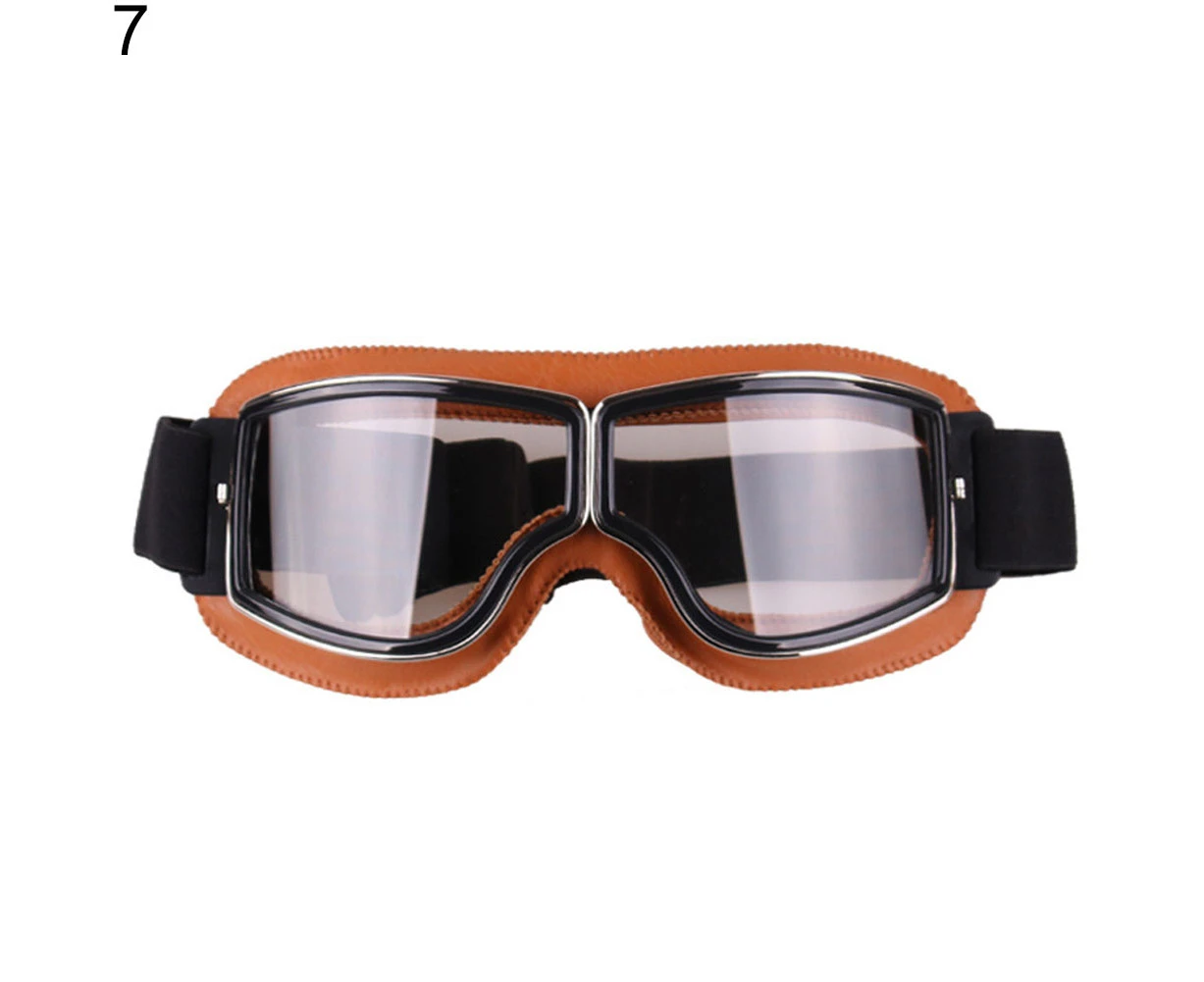 Universal Outdoor Windproof Vintage Motorcycle Goggles Motorbike Helmet Glasses-7# ABS + PC + Sponge + Faux Leather