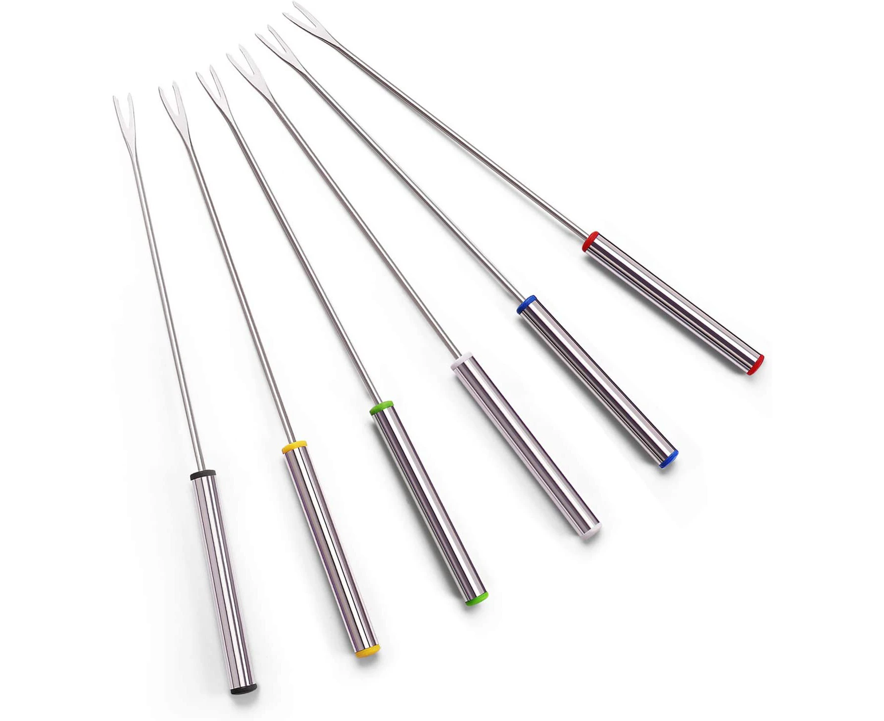 Set of 12 Stainless Steel Fondue Forks 9.5" - Color Coding Cheese Fondue Forks with Heat Resistant Handle for Chocolate Fountain Cheese