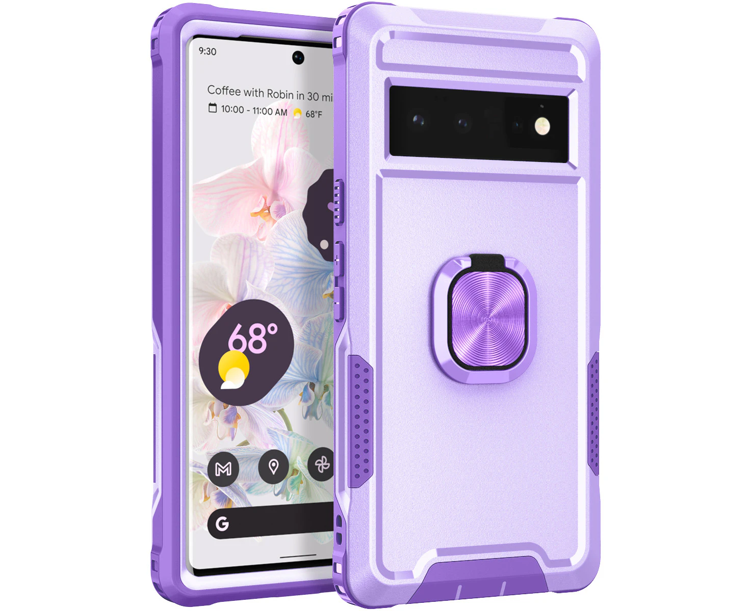 CX-Fashion 360 Degree Rotating Shockproof Case With Kickstand for Google Pixel 6 Pro 6.7 inch-Purple