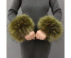 1 Pair Women Cuffs Solid Color Faux Fur Autumn Winter Windproof Fluffy Wristbands for Daily Wear Style5