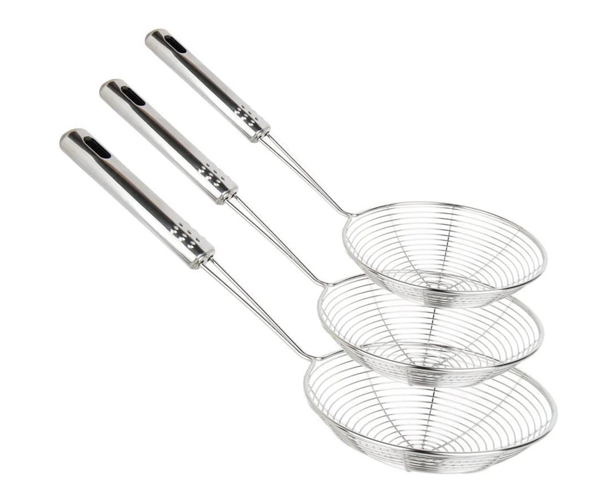 Spider Strainer Skimmer, Set of 3 Asian Strainer Ladle Stainless Steel Wire Skimmer Spoon with Handle