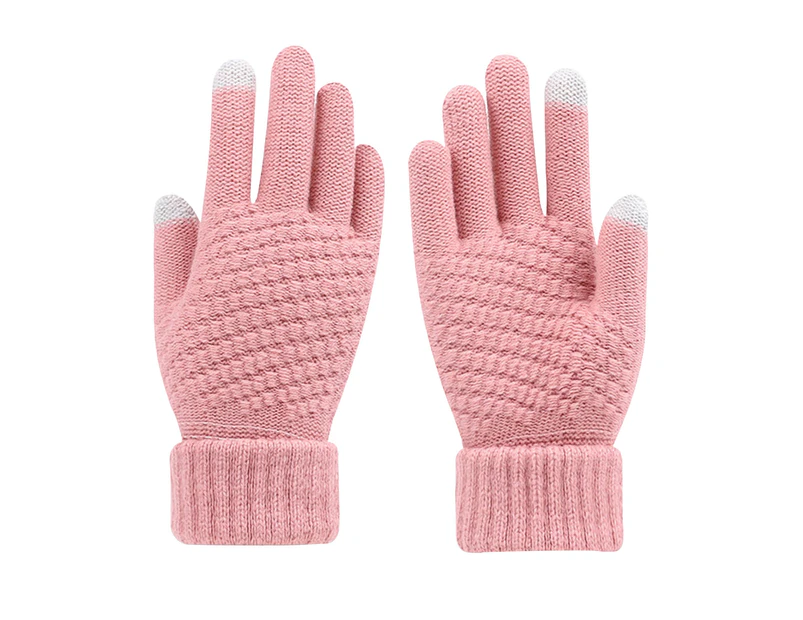 1 Pair Cycling Gloves Knitted Touchscreen Full Finger Stretchy Thickened Cold Resistant Autumn Winter Men Women Motorcycle Riding Gloves for Outdoor Style7