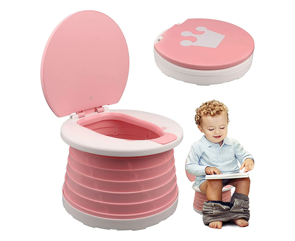 Children's Folding Toilet Portable Folding Toilet Seat Boys & Girls Foldable Potty Chair Seat Toddler Potty Training Seat -pink