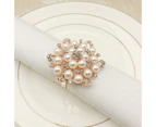 6Pcs Hotel Tableware Rose Flower Napkin Rings Wedding Party Decor Towel Buckle-Golden