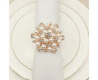 6Pcs Hotel Tableware Rose Flower Napkin Rings Wedding Party Decor Towel Buckle-Golden