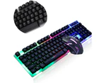 Gaming Keyboard and Mouse Set, LED Backlit Layout, Rainbow Colors Illuminated USB Waterproof Keyboard and Mouse