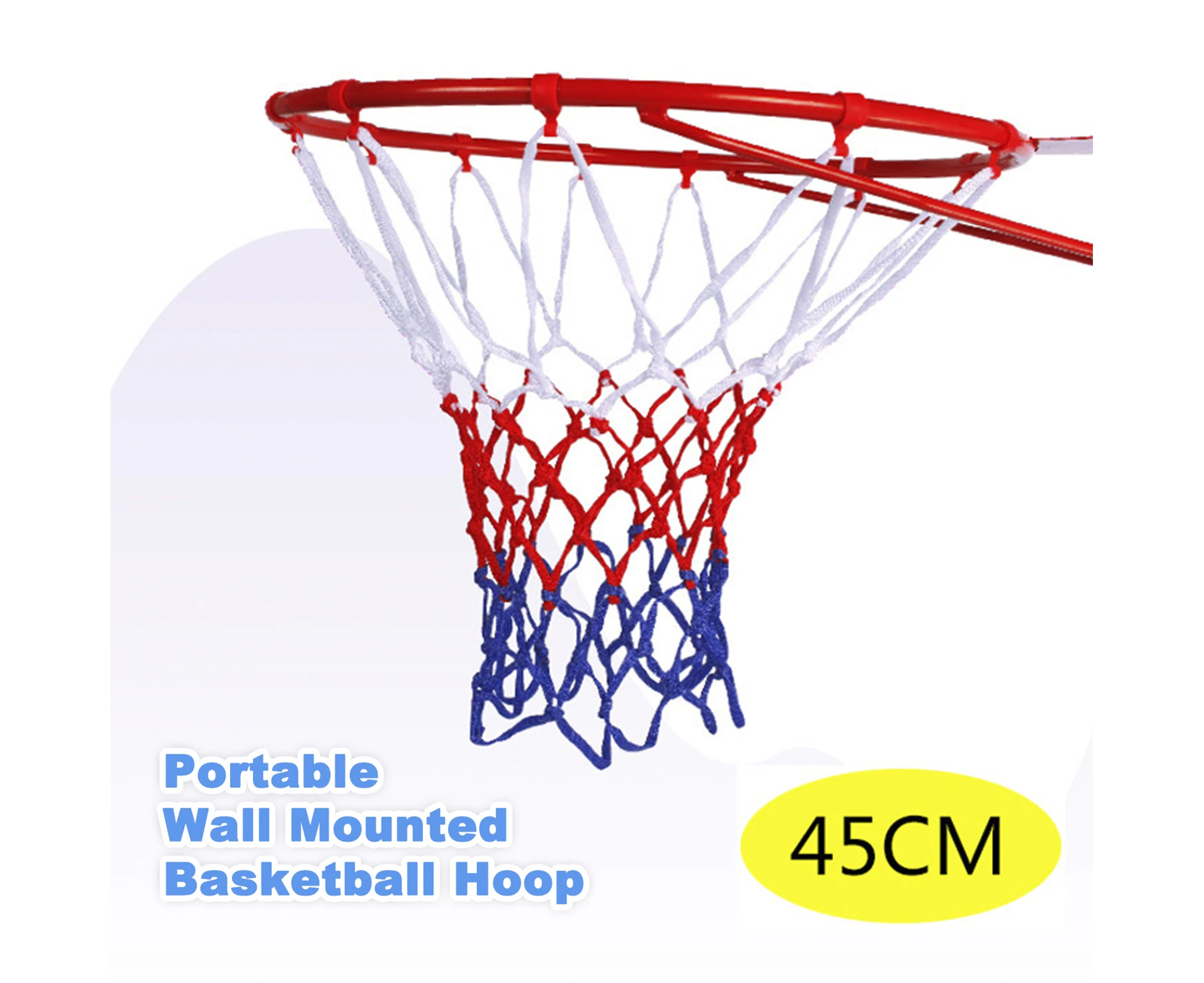 1Set 45cm Portable Wall Mounted Basketball Hoop Goals Rim and Net for Indoor Outdoor Use-45cm