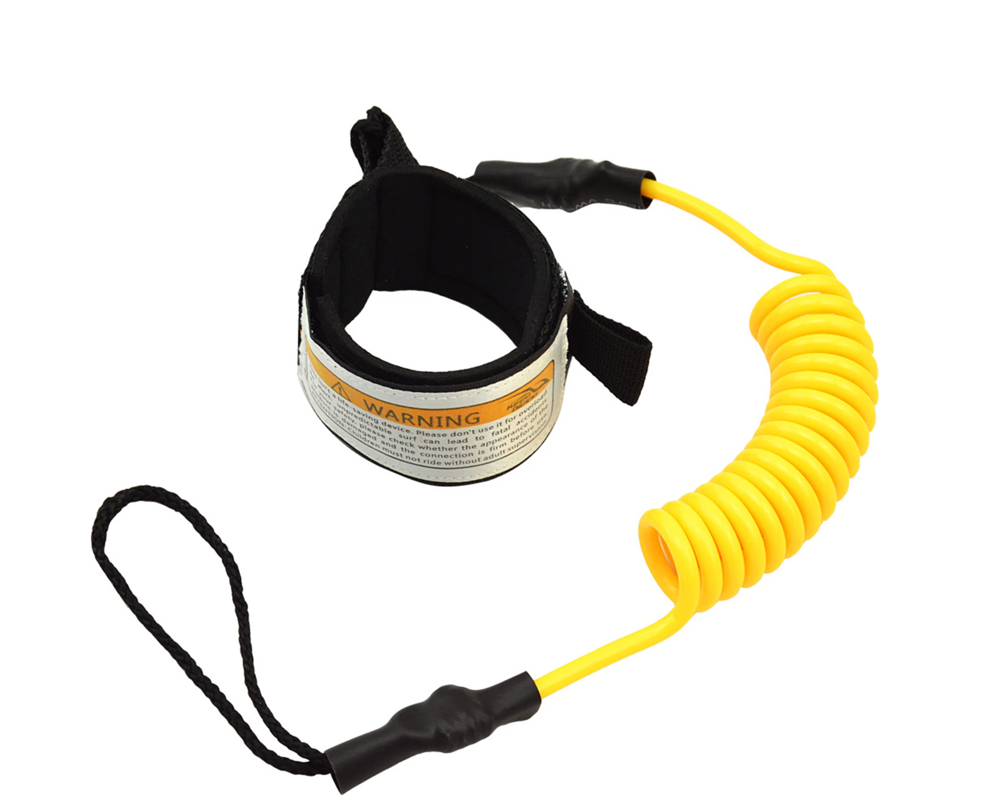 Coiled Surf Leash Strong Elasticity Quick-release Tab Surfing Supplies Coiled Premium Surf Wrist Leash for Sea Yellow