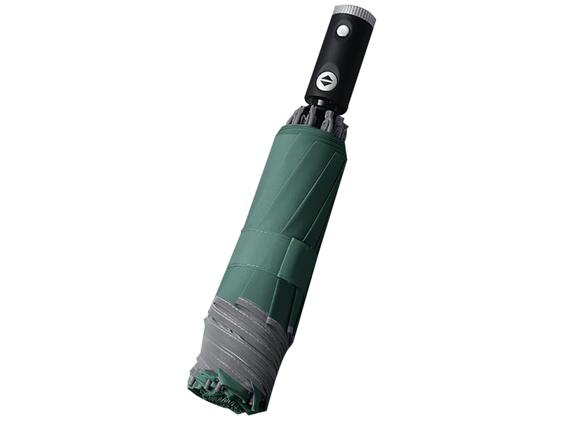 Portable Folding Waterproof Reflective Edge LED Light Sun Block Umbrella Parasol-Green