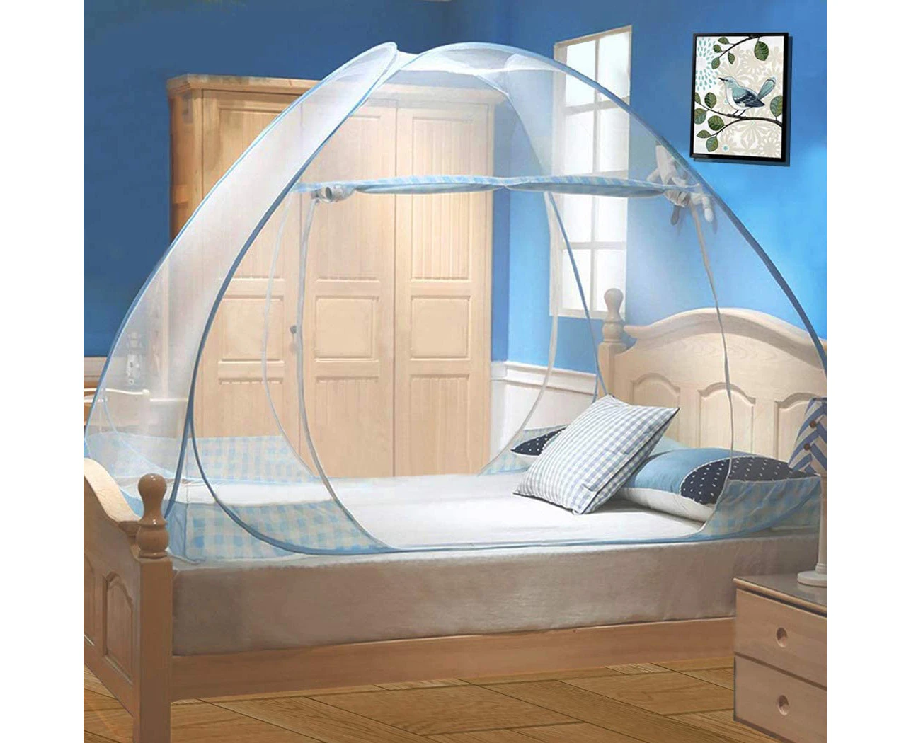 Pop up bed mesh tent with bottom, foldable design bedspread, suitable for bedroom and outdoor travel