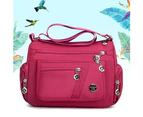 Women Solid Color Multi Pockets Zip Shoulder Crossbody Bag Canvas Storage Pouch-Brown