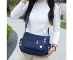 Women Solid Color Multi Pockets Zip Shoulder Crossbody Bag Canvas Storage Pouch-Brown