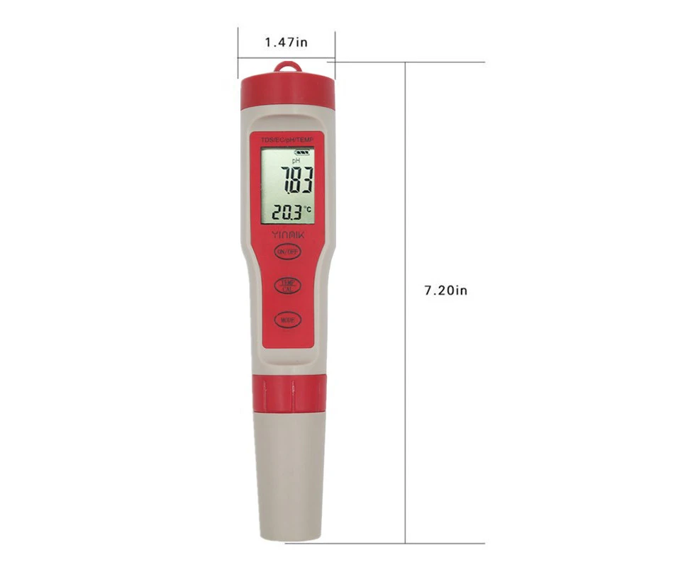 Digital PH Meter Large Waterproof  Pen Water Quality Tester  4 In 1with Auto Calibration Function 0-14 PH Range Tester Kit -China