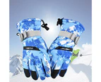 1 Pair Men Finger Gloves Camouflage Anti Skid Thicken Touch Screen Winter Coldproof Gloves for Cycling - Blue & White