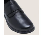 Hush Puppies Roland Mens Shoes Leather Work Casual Tab Close Soft Insole Light - Black