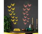 1 Set Wall Sticker Eye-catching 3D Visual Effect Paper Pretty Butterfly Shaped Window Sticker for Home-Golden 14