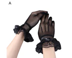 1 Pair Bridal Gloves Lace Breathable Ladies Stretchy Bow-knot Gloves for Party Style1