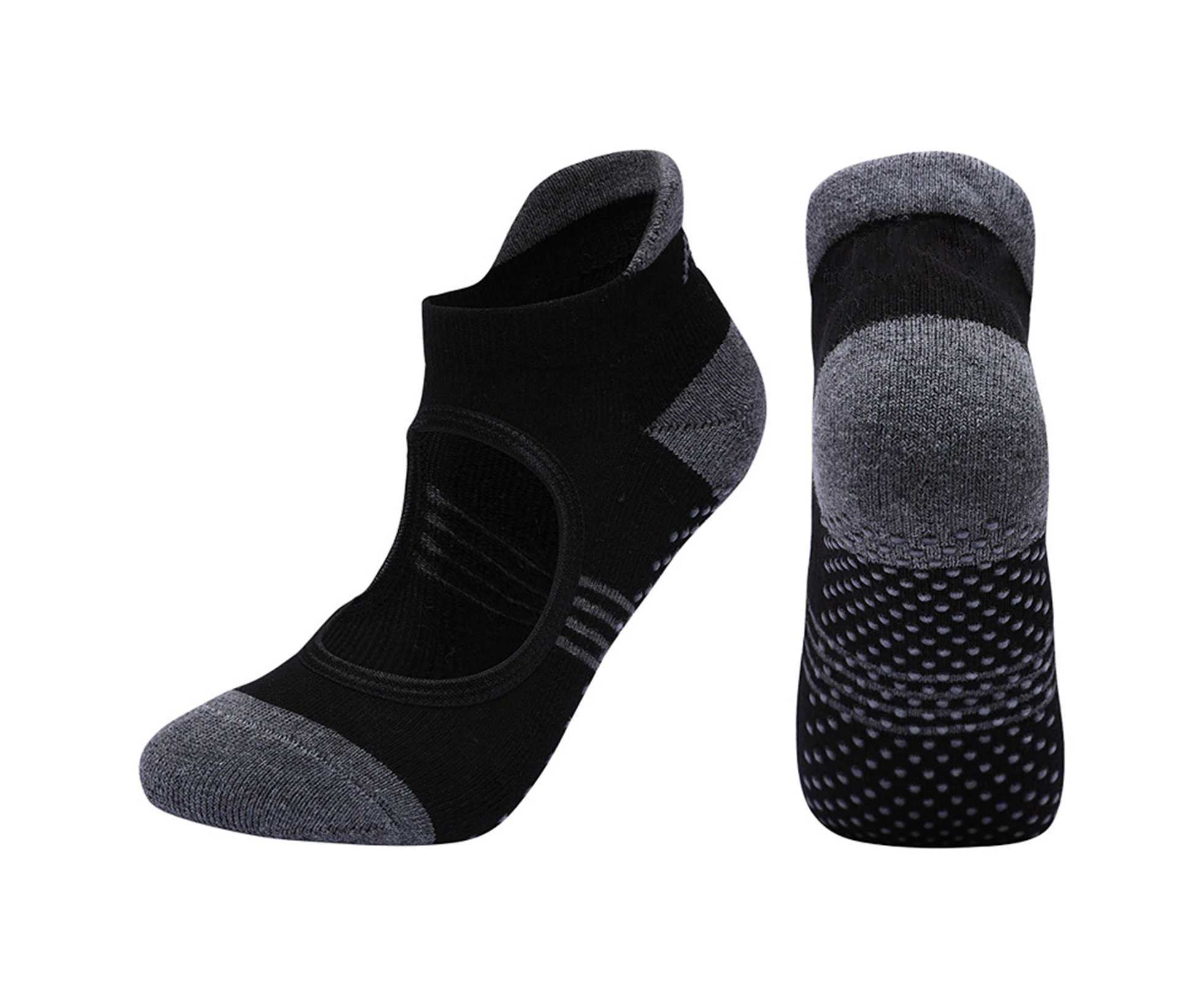 1Pair Non-slip Yoga Socks Combed Cotton Breathable Indoor Fitness Dance Socks Black