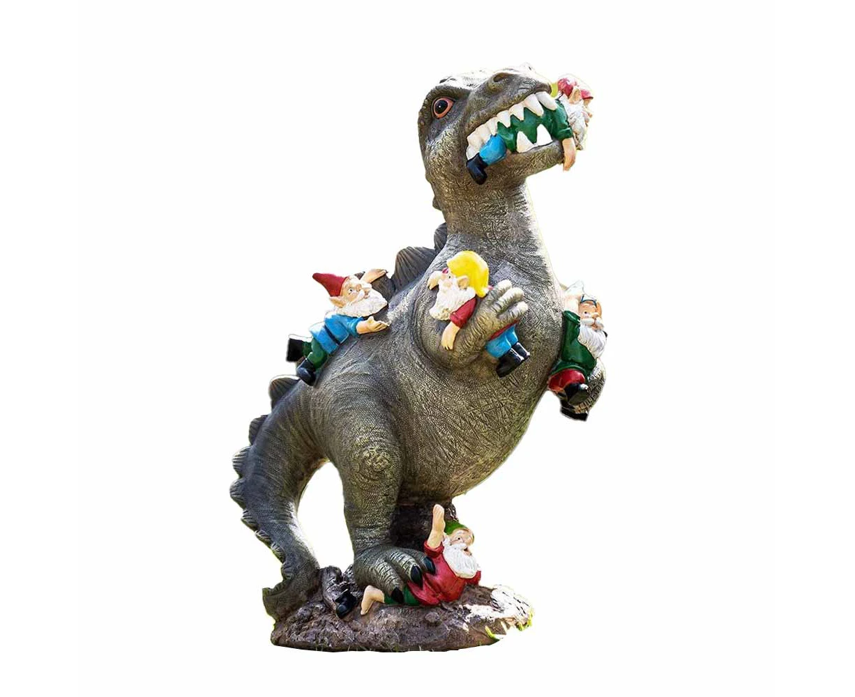 Dinosaur Eating Gnome Garden Art Deco Outdoor Statue Art Deco Lawn Patio Housewarming Garden Gifts