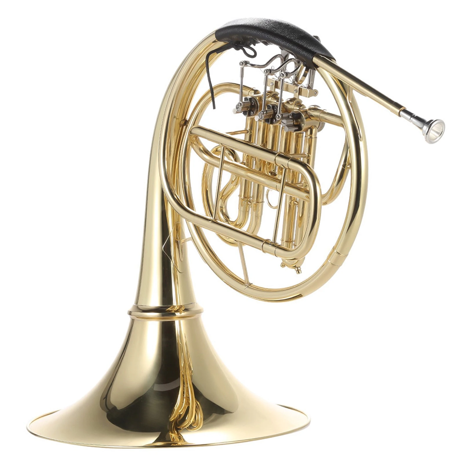 Bb Single French Horn 3 Key Brass Gold Lacquer Single-Row Split Wind Instrument With Cupronickel Mouthpiece Carry Case