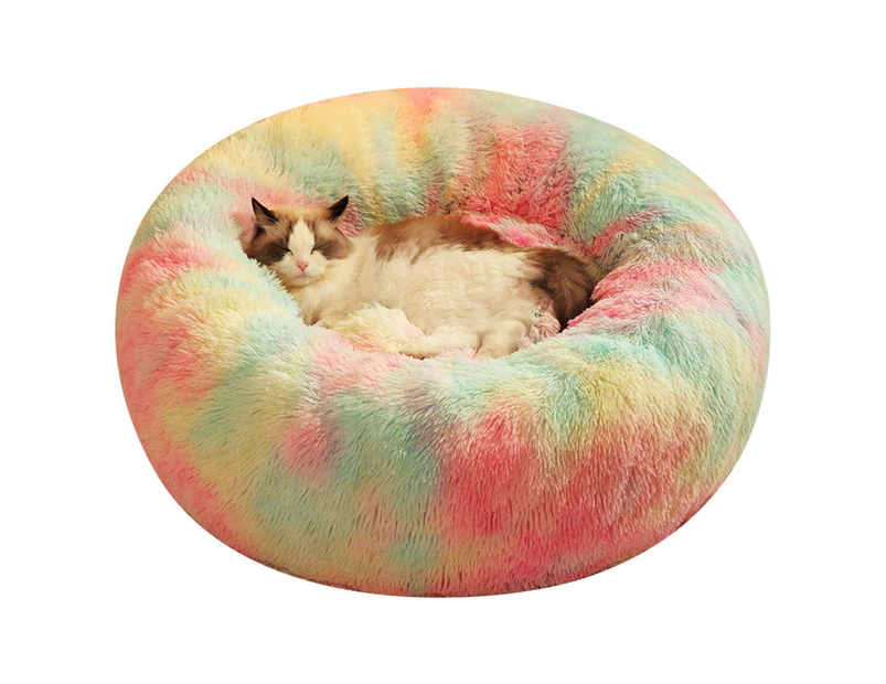 Large Cat Bed Dog Bed for Cats, Small/Medium Dogs, Washable Donut Calming Round