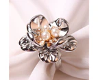 6Pcs Napkin Ring Romantic Eye-catching Acrylic Elegant Flower Shape Serviette Circle for Banquet-Silver