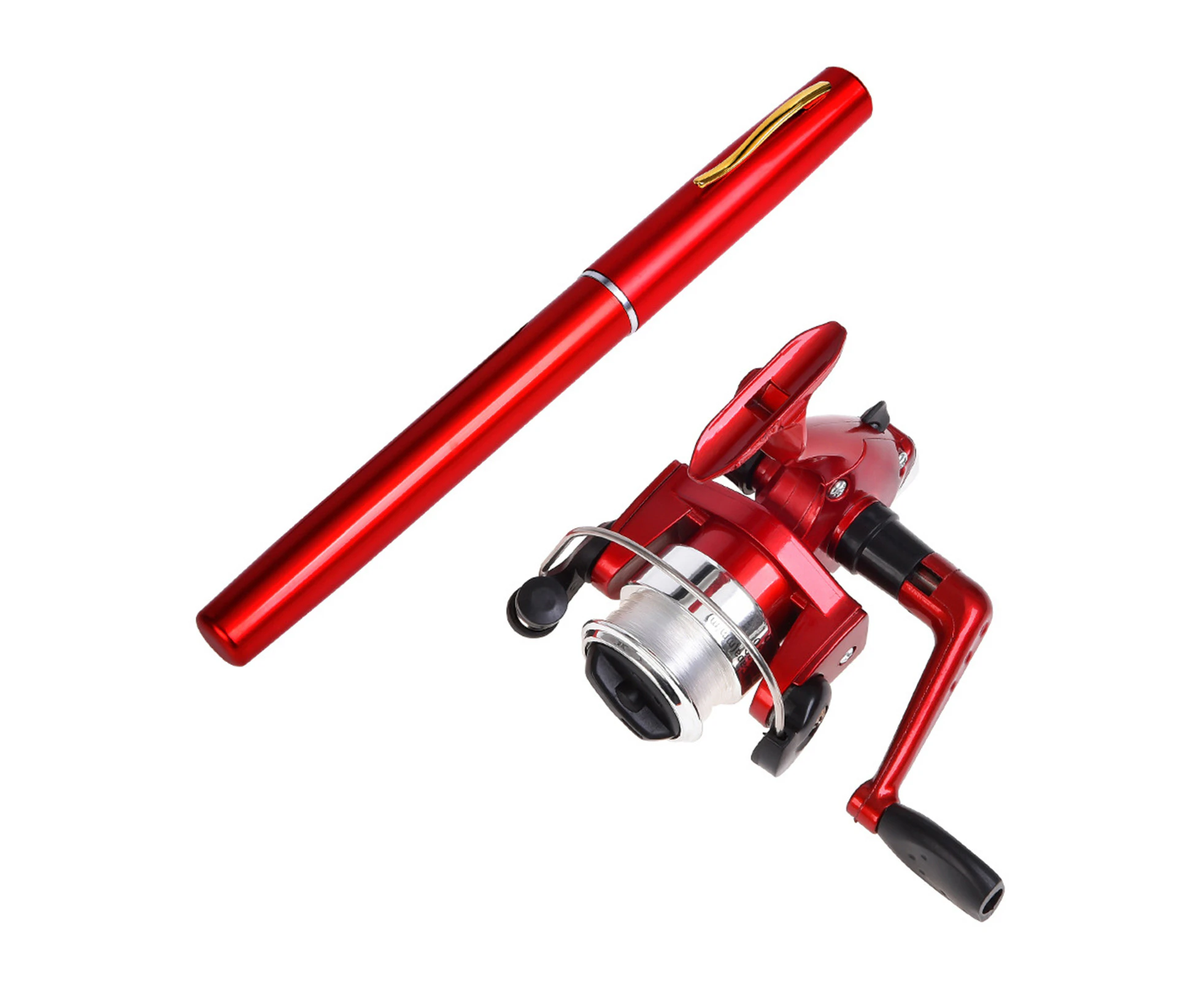 1 Set Pen Fishing Rod Telescopic Non-slip Exquisite Easy to Carry Ice Fishing Pole for Outdoors    Red