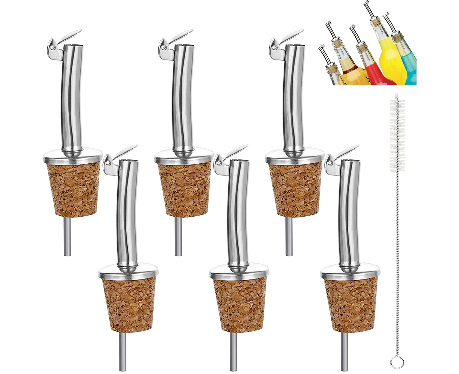 6x Bottle Pourer Cork with Lid Pourer Bottle Oil Pourer