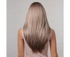 Long Straight Gray Rose Blonde Synthetic Hair Wigs with Long Bangs for White Women Natural Cosplay Layered Hair Heat Resistant