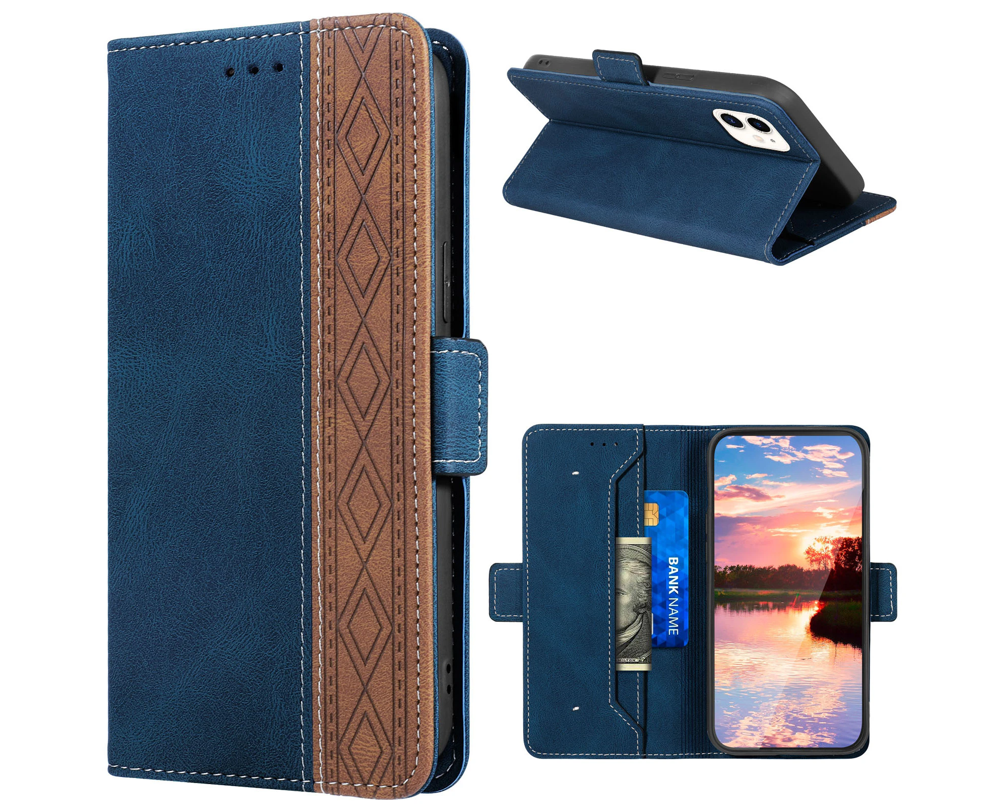 RXZT iPhone 12 Case Wallet - Blue