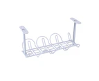 Home Table Bottom Power Socket Holder Hanging Rack Wire Basket Organizer-Gray