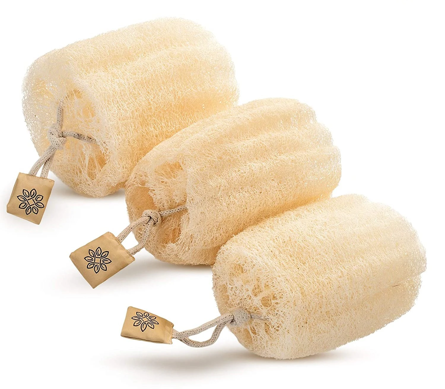 Natural Real Egyptian Shower Loofah Sponge That Will Get You Clean and Not Just Spread Soap (3 lufa Pack).