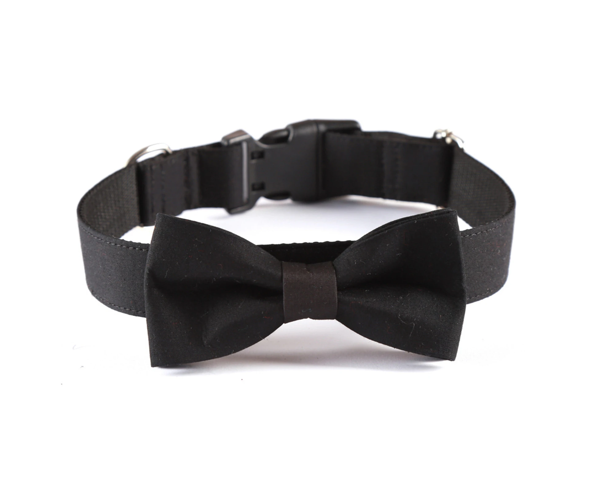 Puppy Collar Sturdy Adjustable Cotton Black Bowknot Dog Collar for Pet Owner