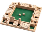 Wooden Board Game, 4 Players Shut The Box Dice Game