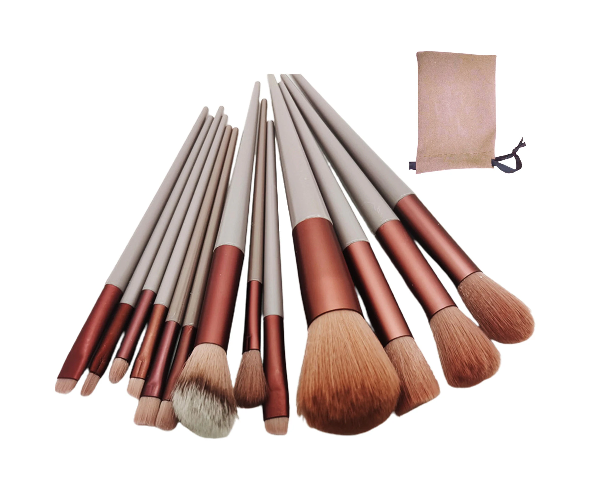 13Pcs/Set  Makeup Brushes Soft Bristle Multifunctional Beauty Tool Contour Brush Eye Shadow Blush Brush Set for Women -Pink