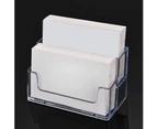 2 Pack Clear Business Card Holder 2 Tiers Plastic Card Stand Organizer Card Holder Display for Home Office, 120 Cards Capacity