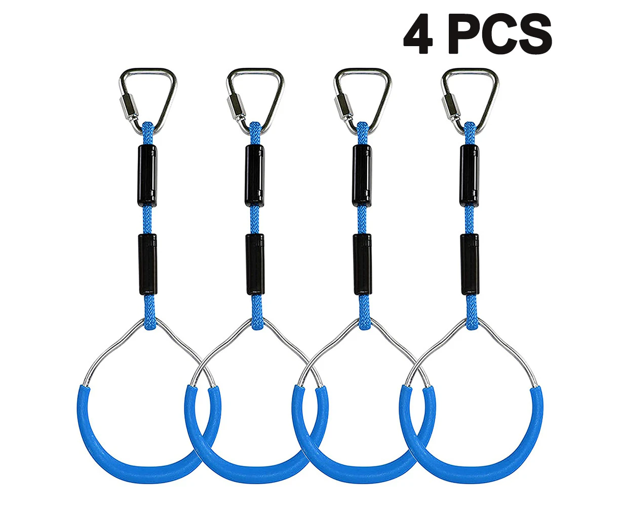 Colorful Swing Gymnastic Rings - 4 Pack Outdoor Backyard Play Sets & Playground Equipment for Ninja Course, Climbing Ring, Obstacle -Red+yellow+blue+black